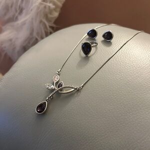 Vintage Silver and Purple Jewelry Set